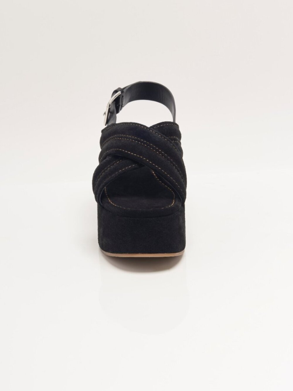 FREE PEOPLE Skyline Platform Sandals / Black Suede - Picture 10 of 11